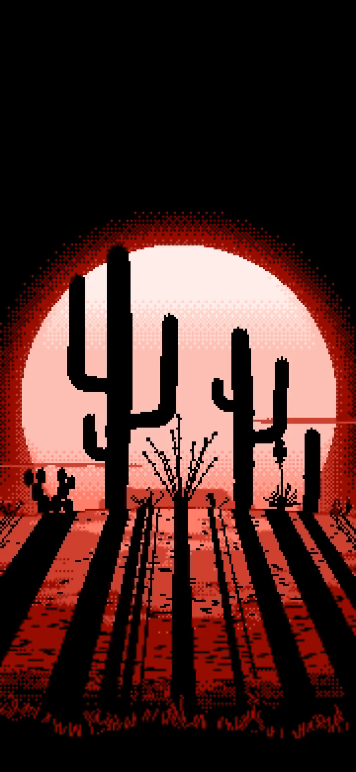 Coral Pixel Art Saguaro Cactus Desert wallpaper for iPhone and Android