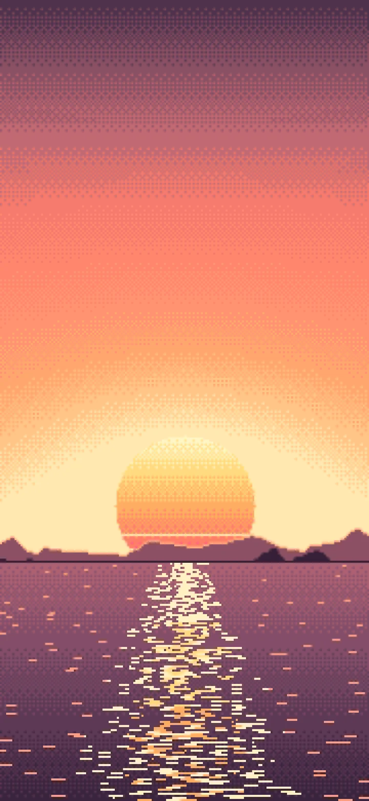 Coral Pixel Art Sunset wallpaper for iPhone and Android
