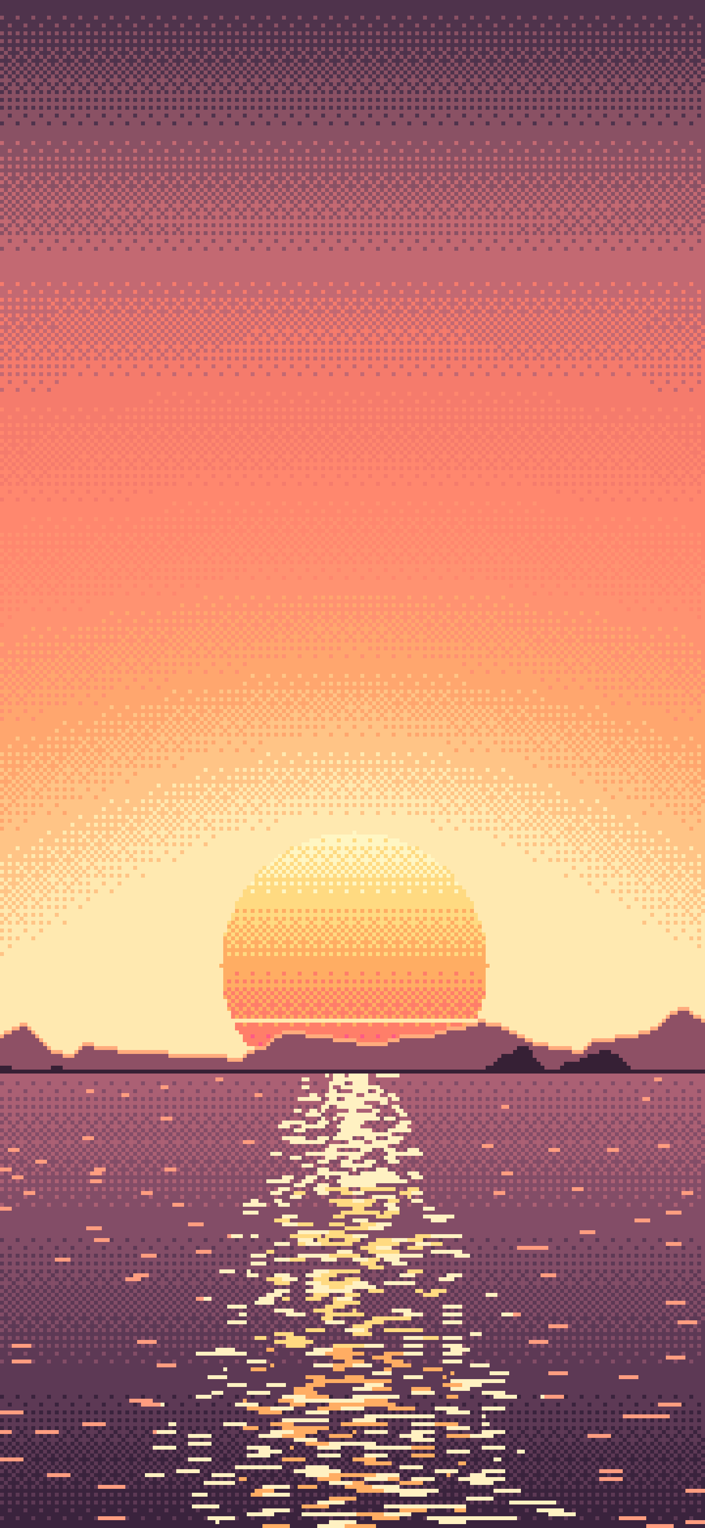 Coral Pixel Art Sunset wallpaper for iPhone and Android