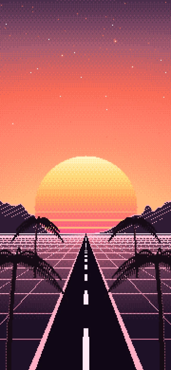 Coral Pixel Art Synthwave wallpaper for iPhone and Android