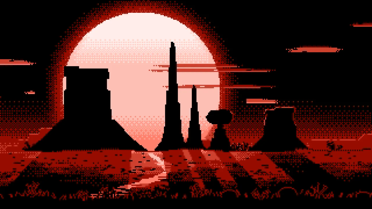 Coral Pixel Art Western Desert Buttes desktop wallpaper in 4K