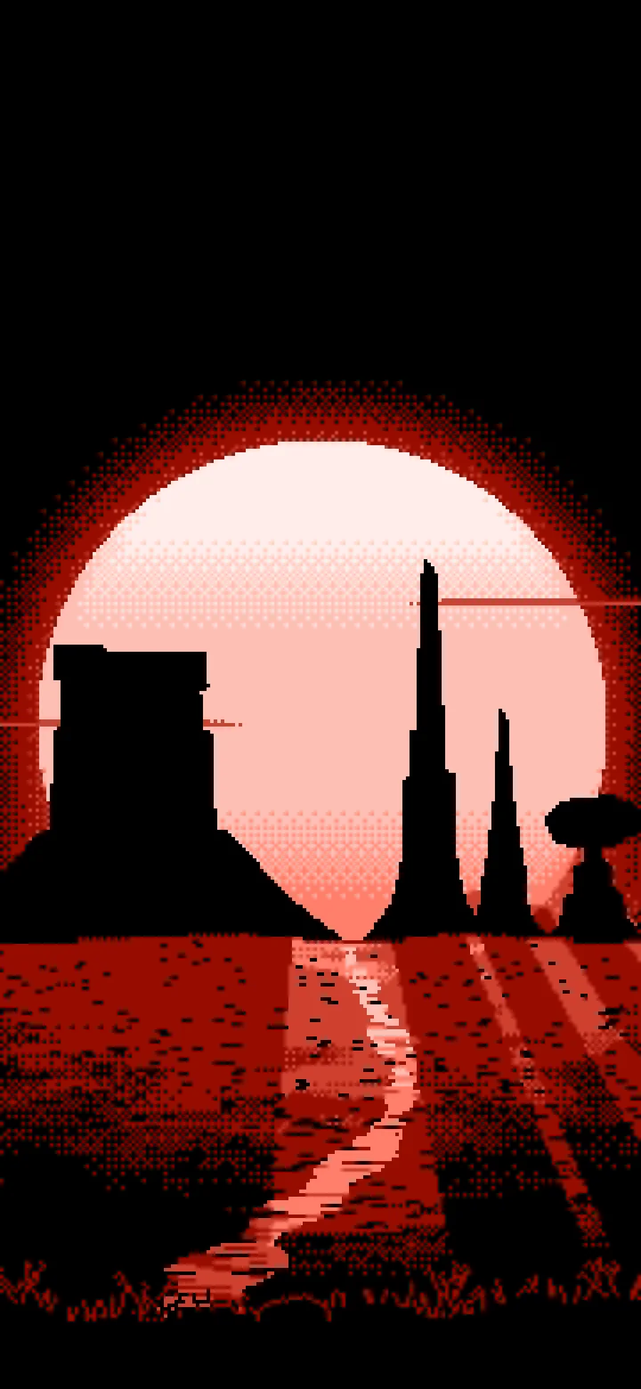 Coral Pixel Art Western Desert Buttes wallpaper for iPhone and Android