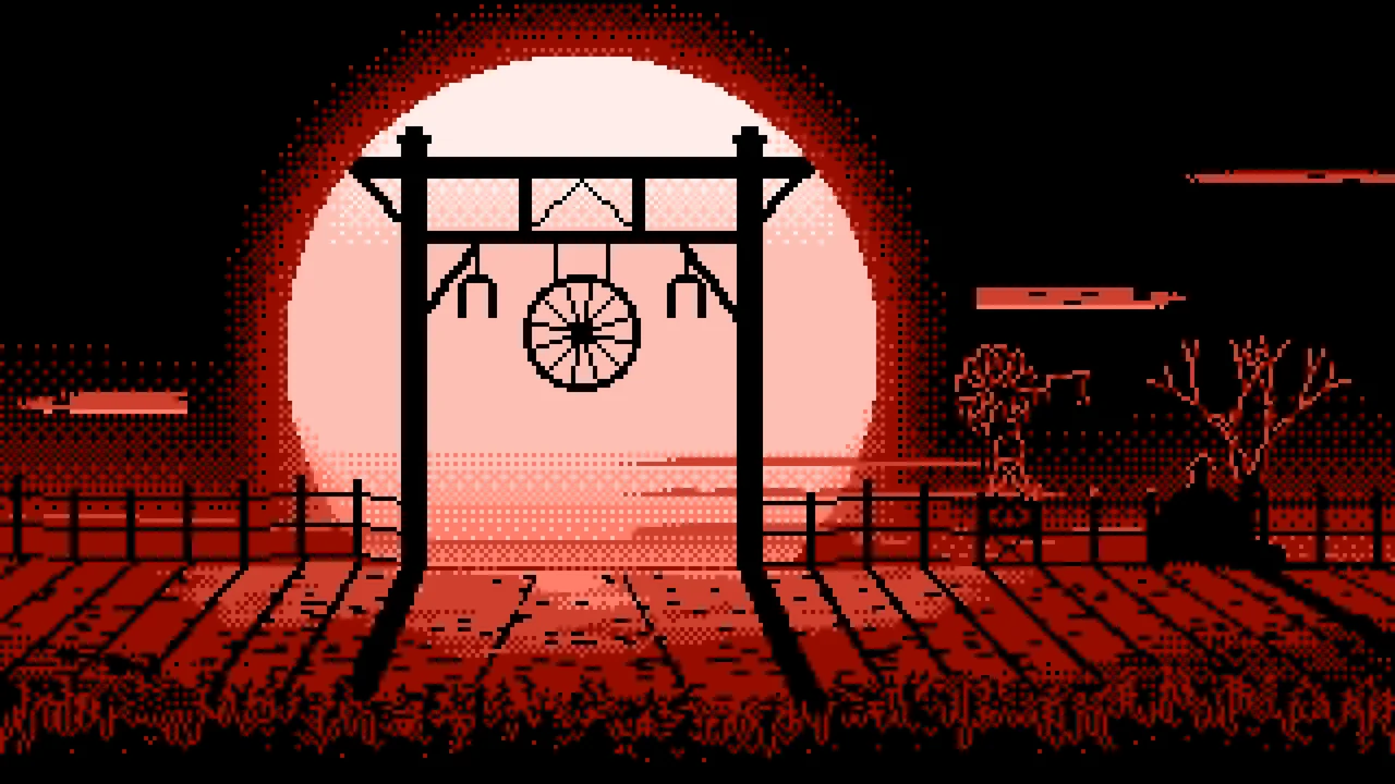 Coral Pixel Art Western Ranch Gate desktop wallpaper in 4K