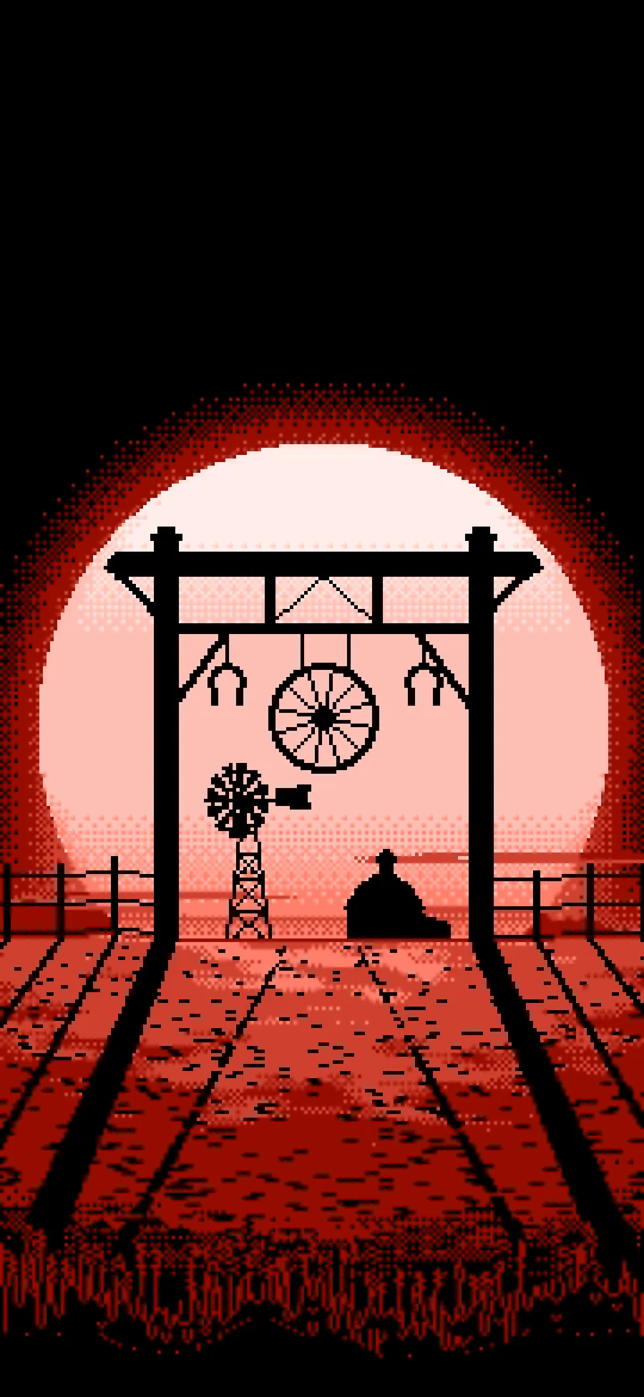 Coral Pixel Art Western Ranch Gate wallpaper for iPhone and Android