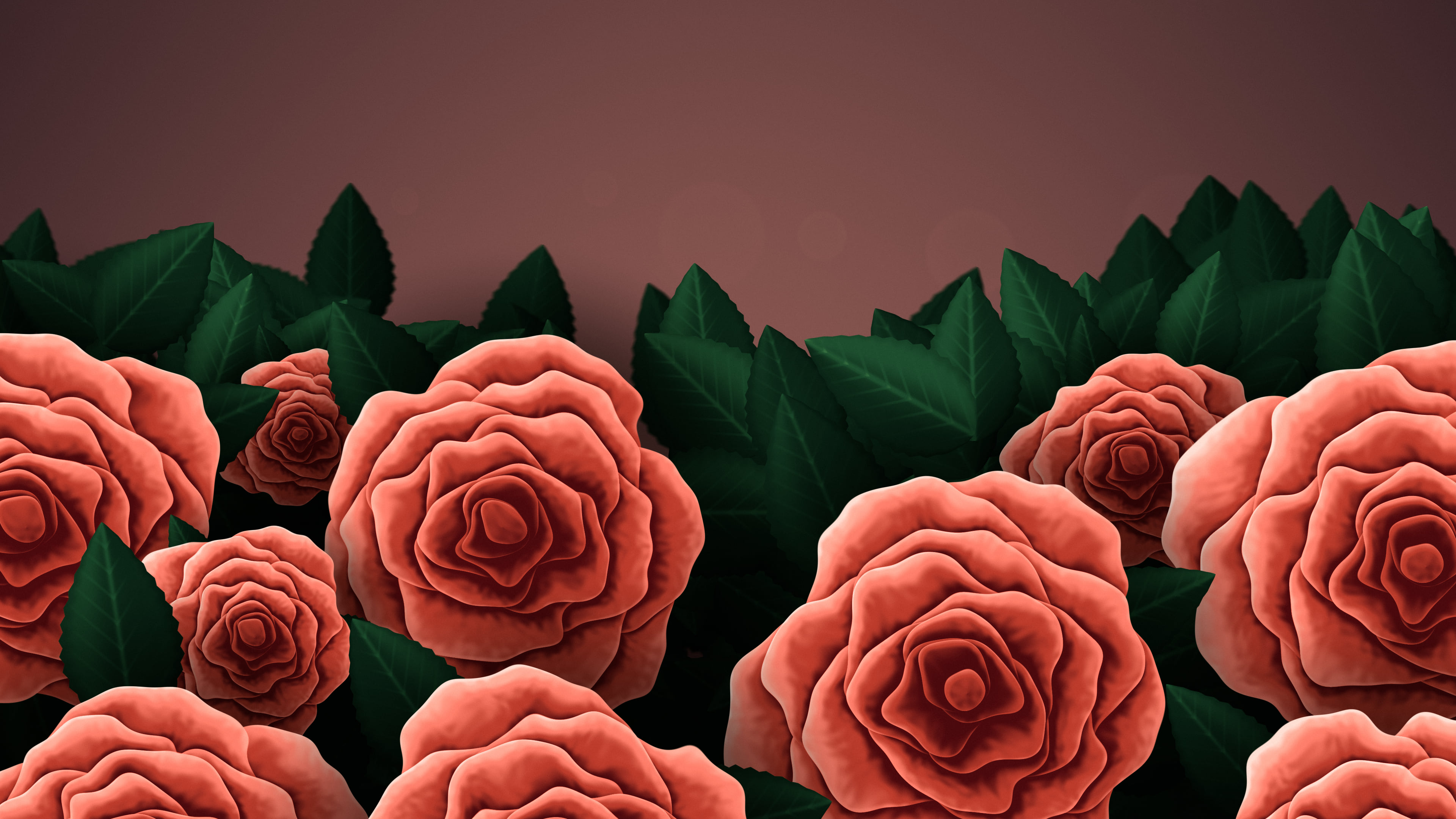 Coral Rose Bouquet desktop wallpaper in 4K