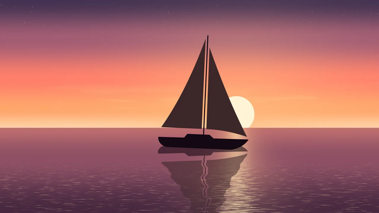 Coral Sailboat Sunset desktop wallpaper in 4K