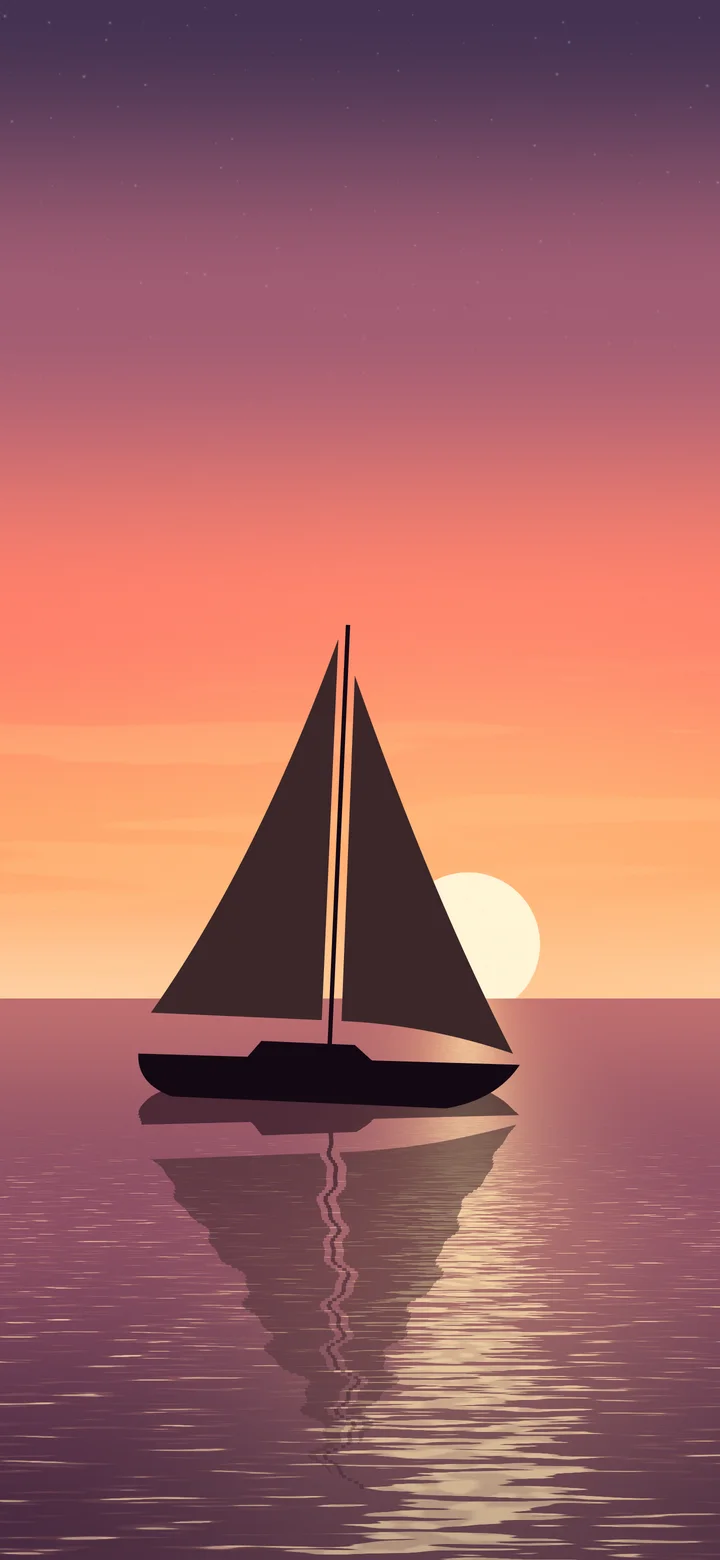 Coral Sailboat Sunset wallpaper for iPhone and Android