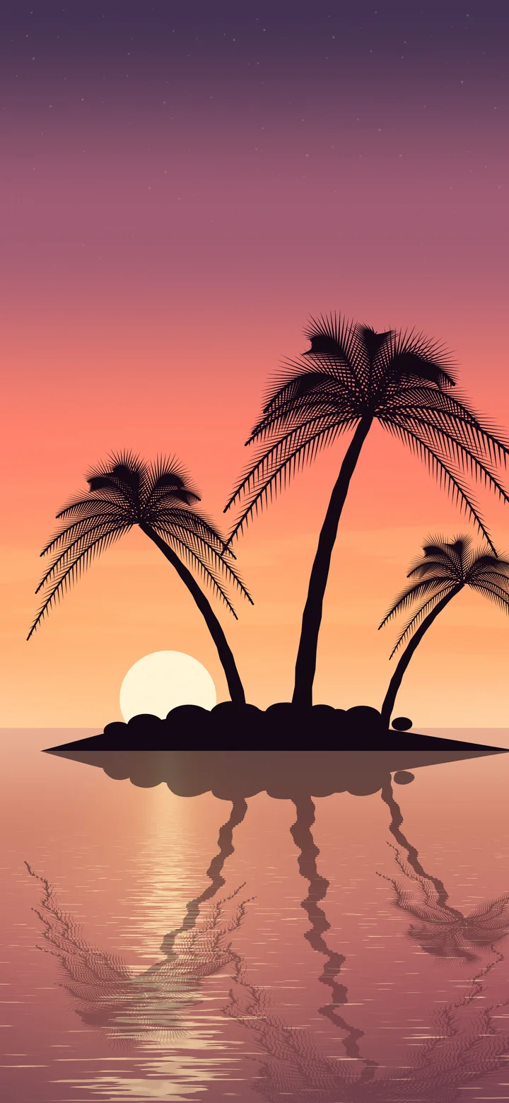 Coral Tropical Island Sunset wallpaper for iPhone and Android