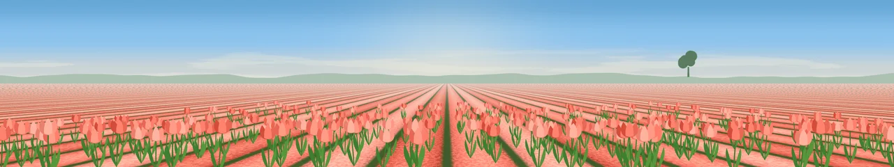 Coral Tulip Field triple monitor wallpaper, 7680 × 1440