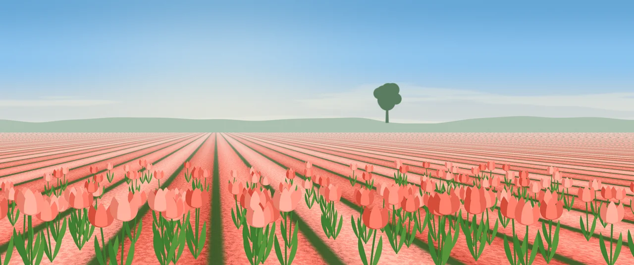 Coral Tulip Field ultrawide wallpaper, 3440 × 1440