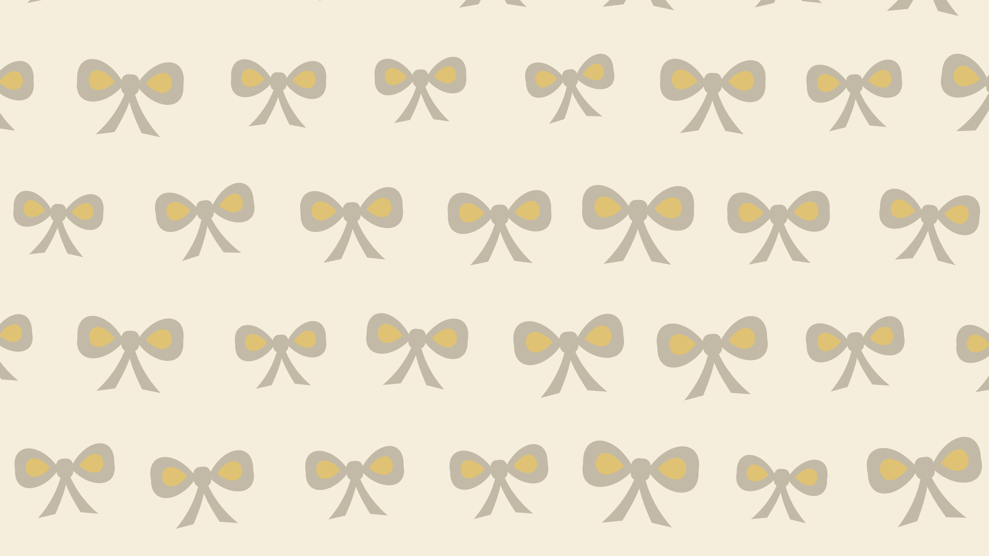 Cream Bow Pattern desktop wallpaper in 4K