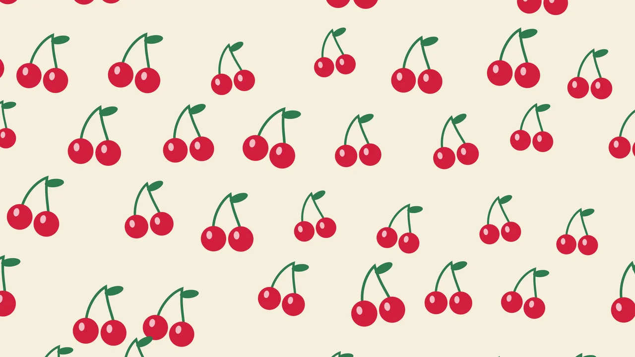 Cream Cherry Pattern desktop wallpaper in 4K