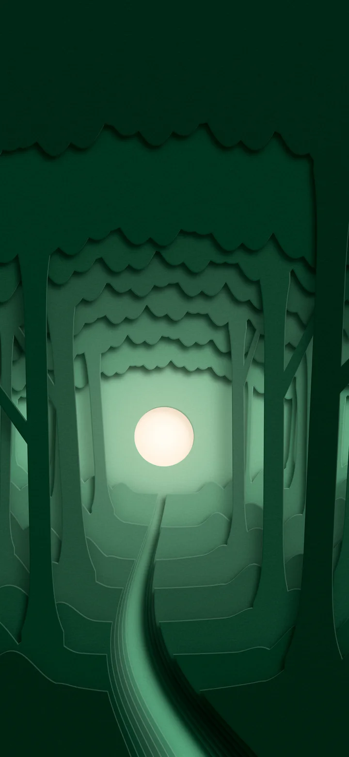Dark Green 3D Paper Cut Forest wallpaper for iPhone and Android