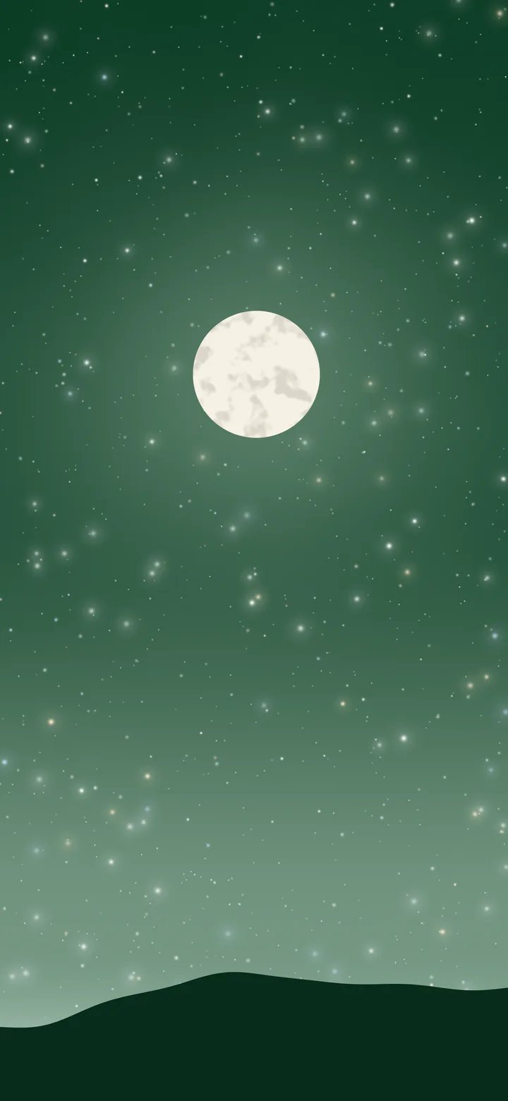 Dark Green and Ivory Moon and Stars Night Sky wallpaper for iPhone and Android