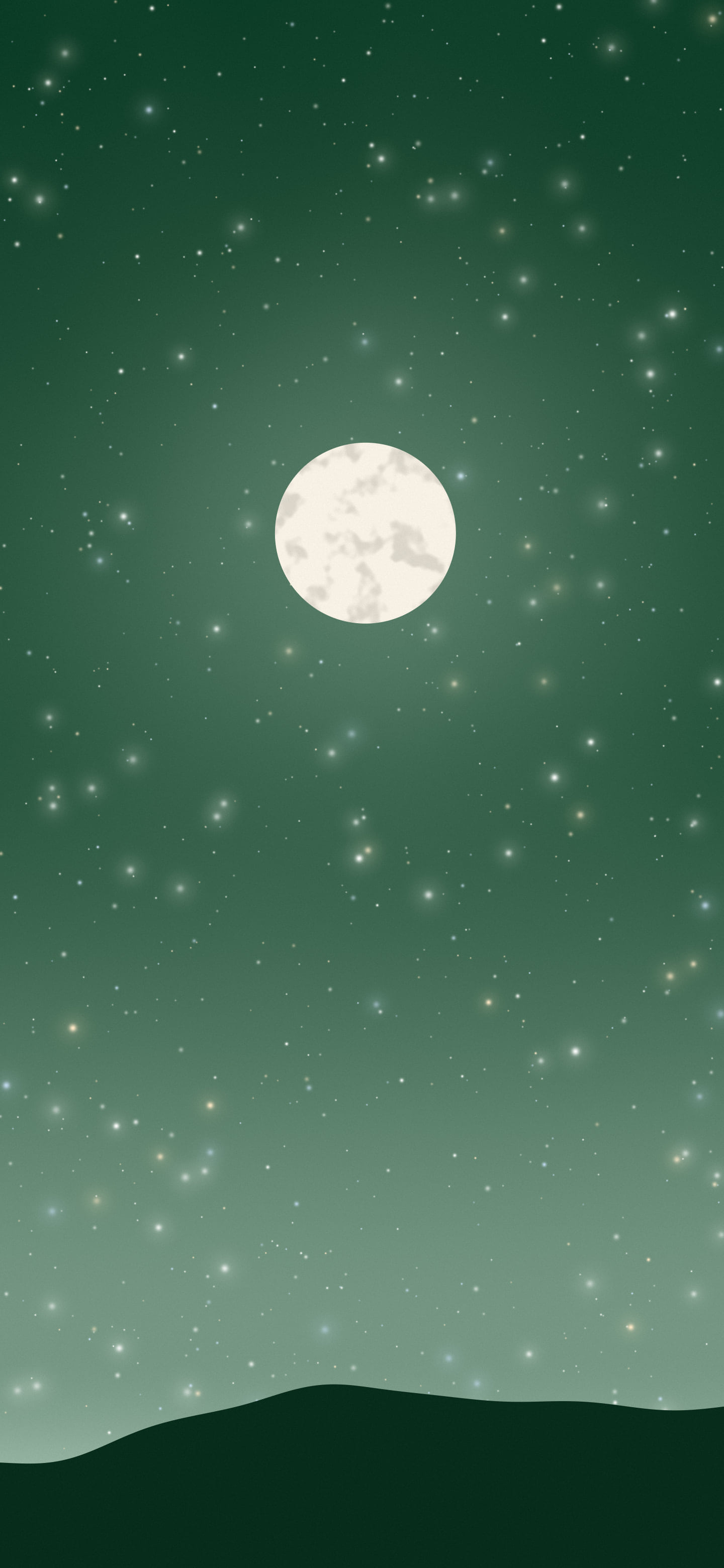 Dark Green and Ivory Moon and Stars Night Sky wallpaper for iPhone and Android