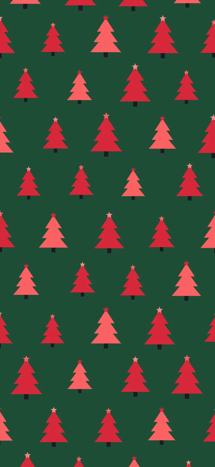 Dark Green and Red Christmas Tree Pattern wallpaper for iPhone and Android