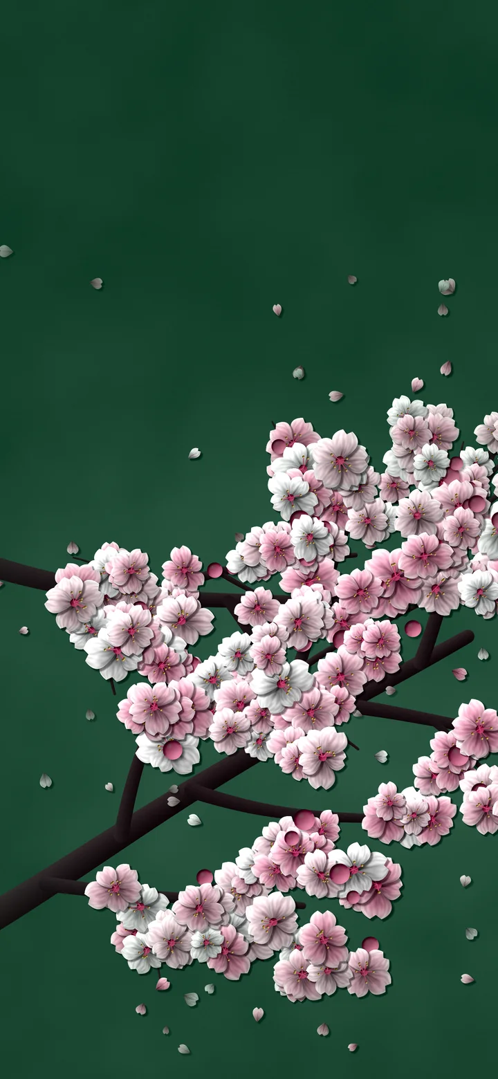 Dark Green Blossom Branch Pattern wallpaper for iPhone and Android