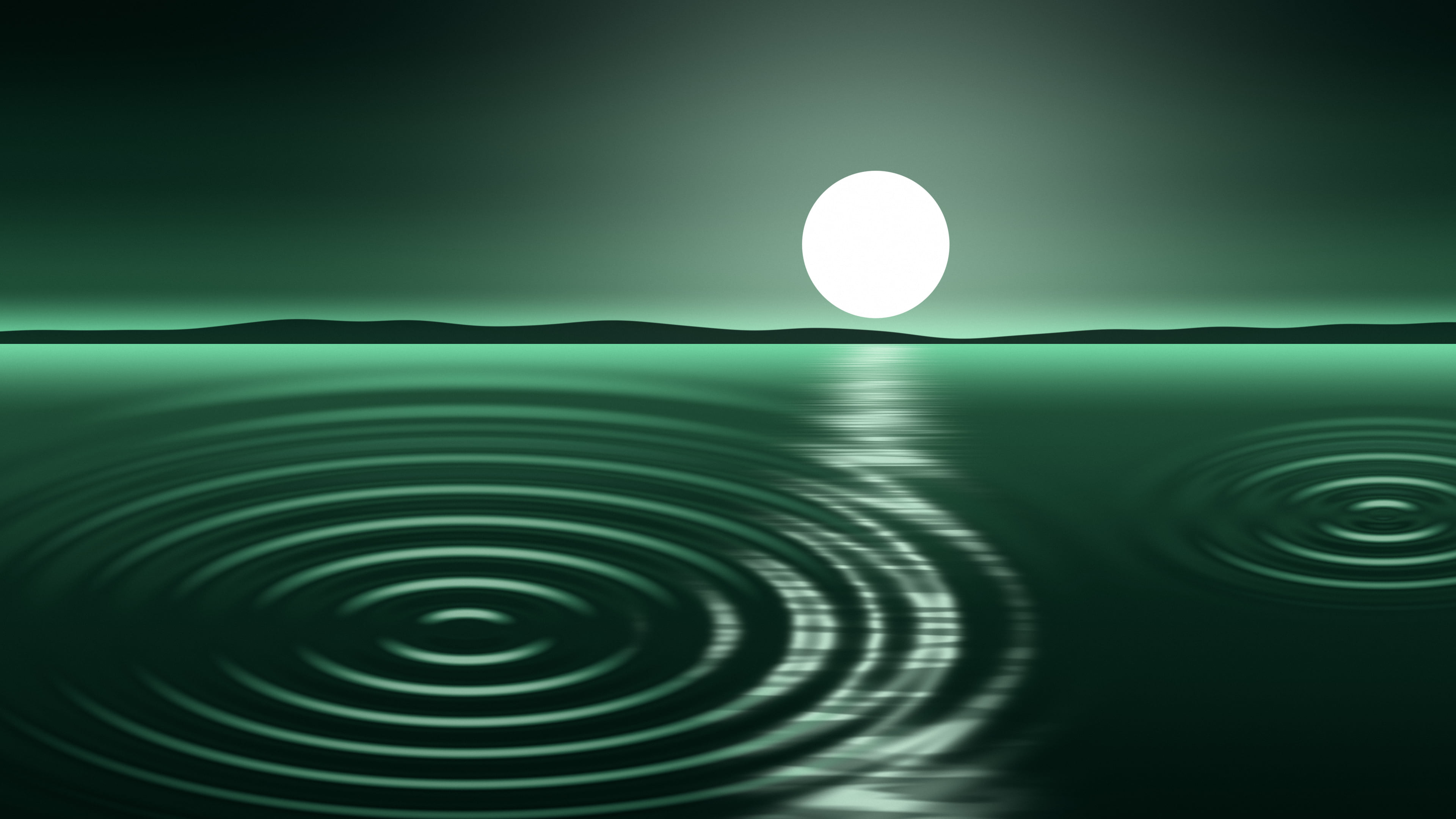 Dark Green Calm Water Ripples desktop wallpaper in 4K