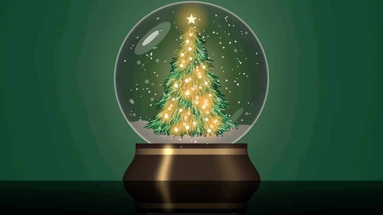 Dark Green Christmas Snow Globe desktop wallpaper in 4K