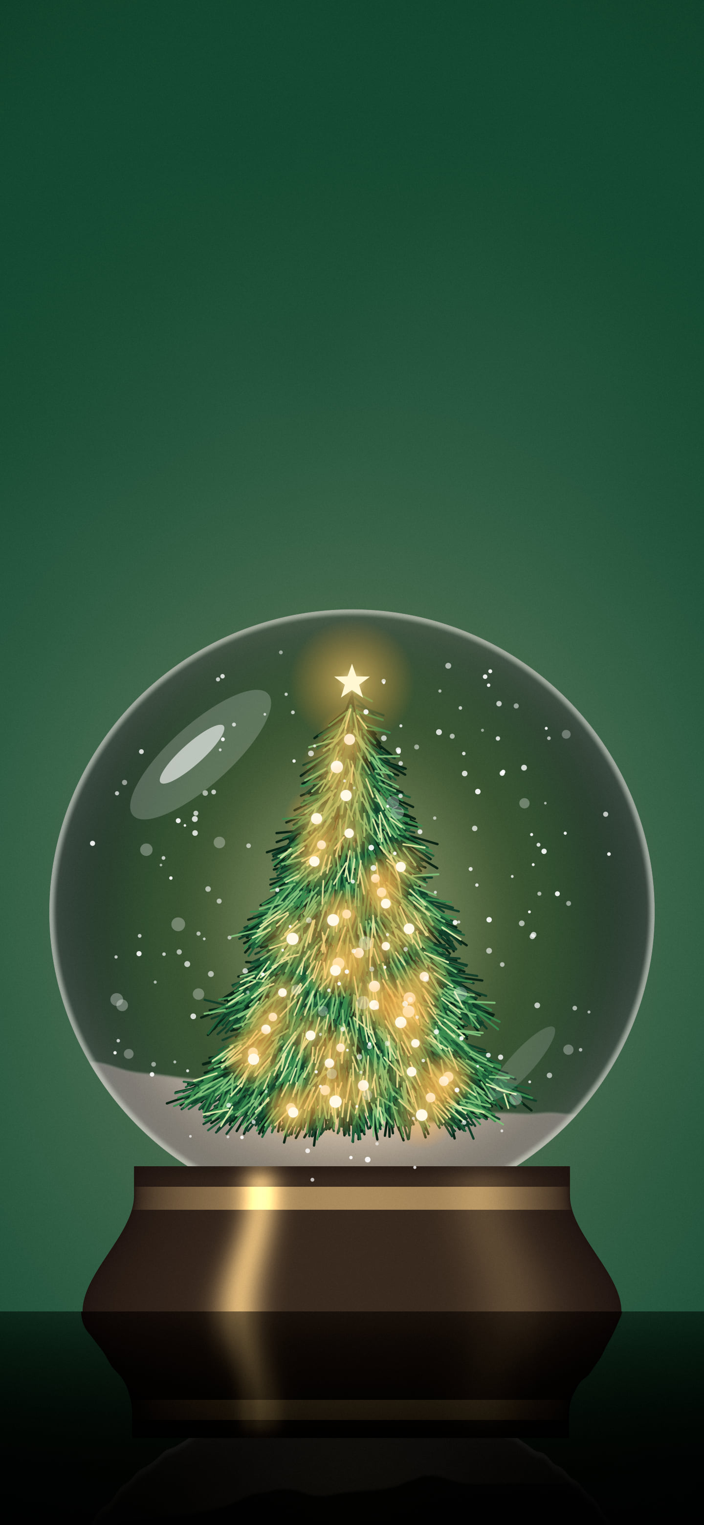 Dark Green Christmas Snow Globe wallpaper for iPhone and Android