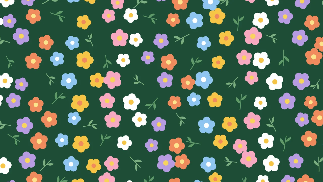 Dark Green Ditsy Floral Pattern desktop wallpaper in 4K