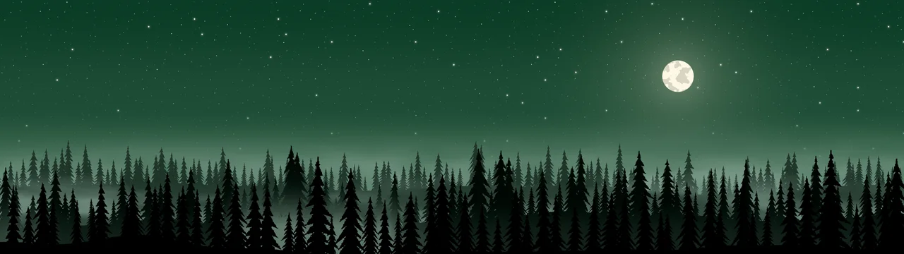 Dark Green Forest at Night dual monitor wallpaper, 7680 × 2160