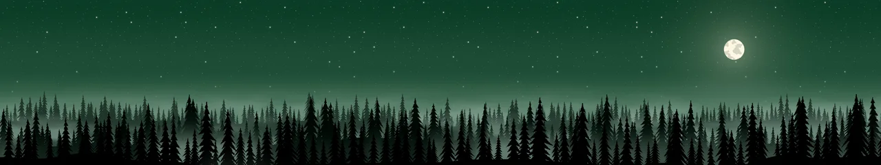 Dark Green Forest at Night triple monitor wallpaper, 7680 × 1440