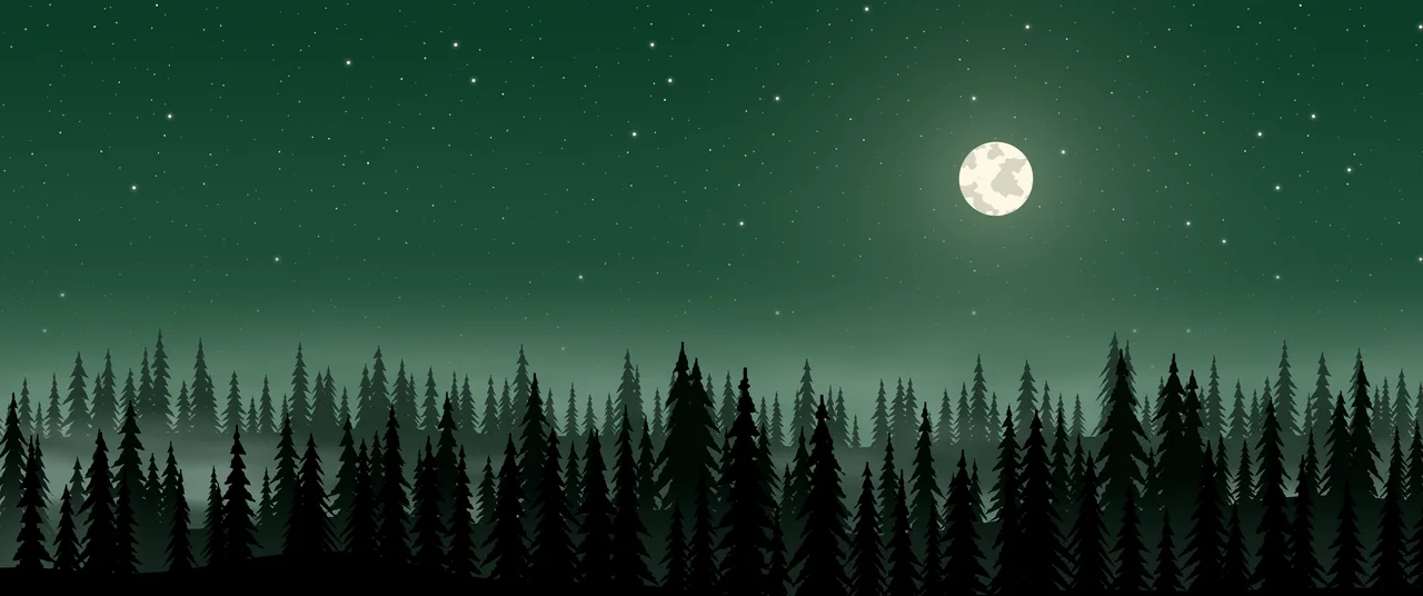 Dark Green Forest at Night ultrawide wallpaper, 3440 × 1440