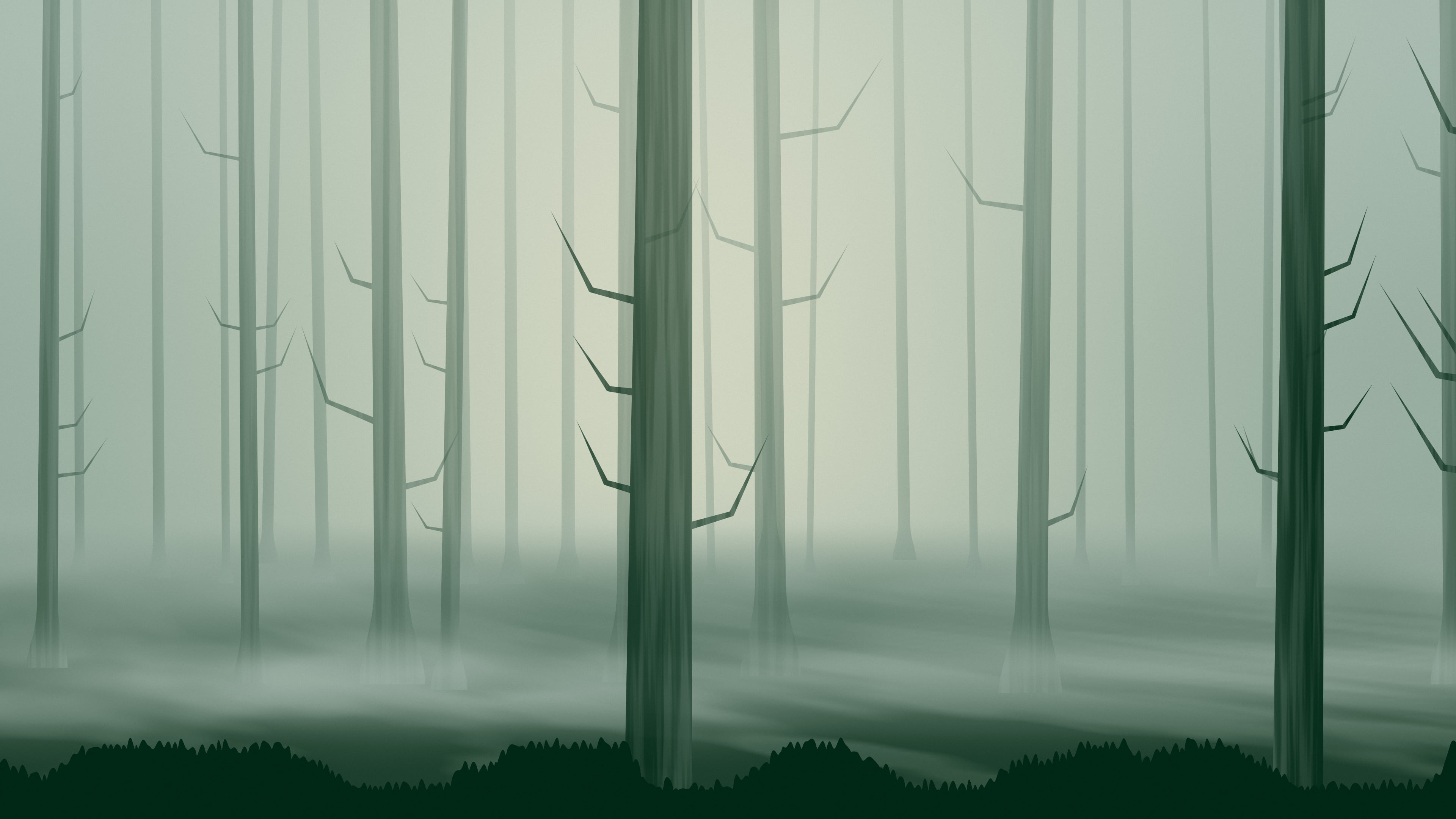 Dark Green Forest Trees desktop wallpaper in 4K