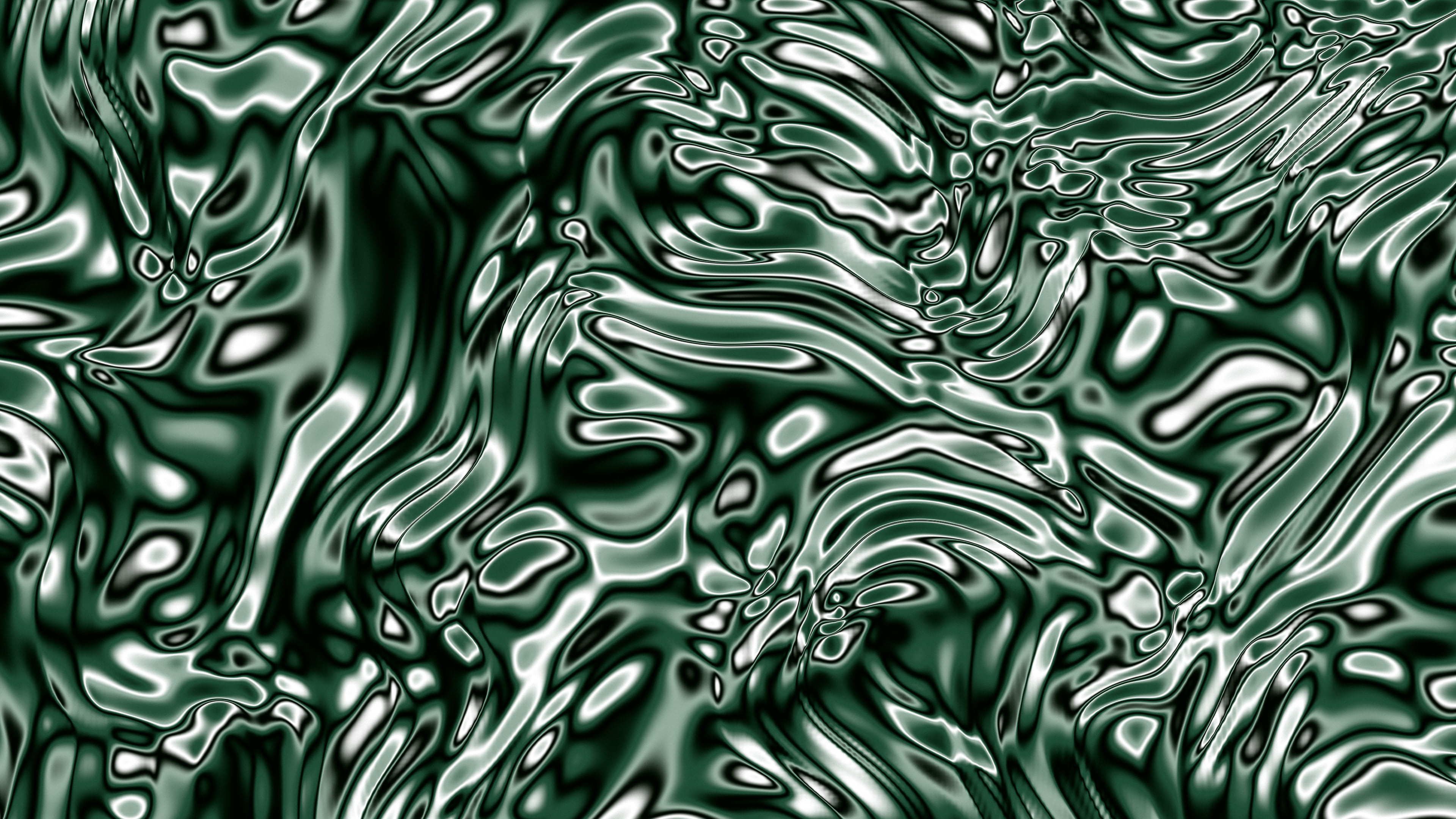 Dark Green Liquid Chrome desktop wallpaper in 4K
