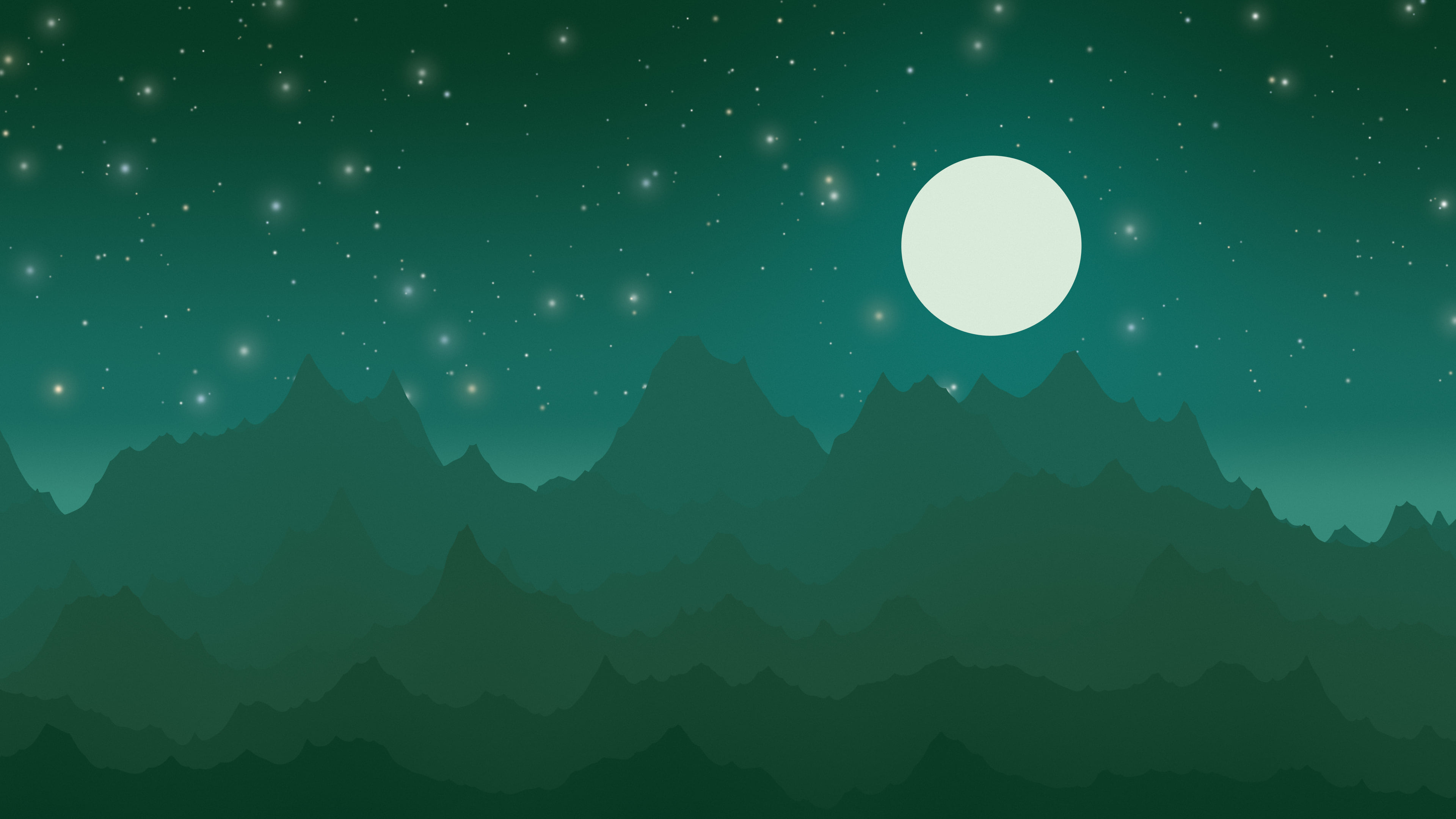 Dark Green Minimalist Mountain Landscape desktop wallpaper in 4K