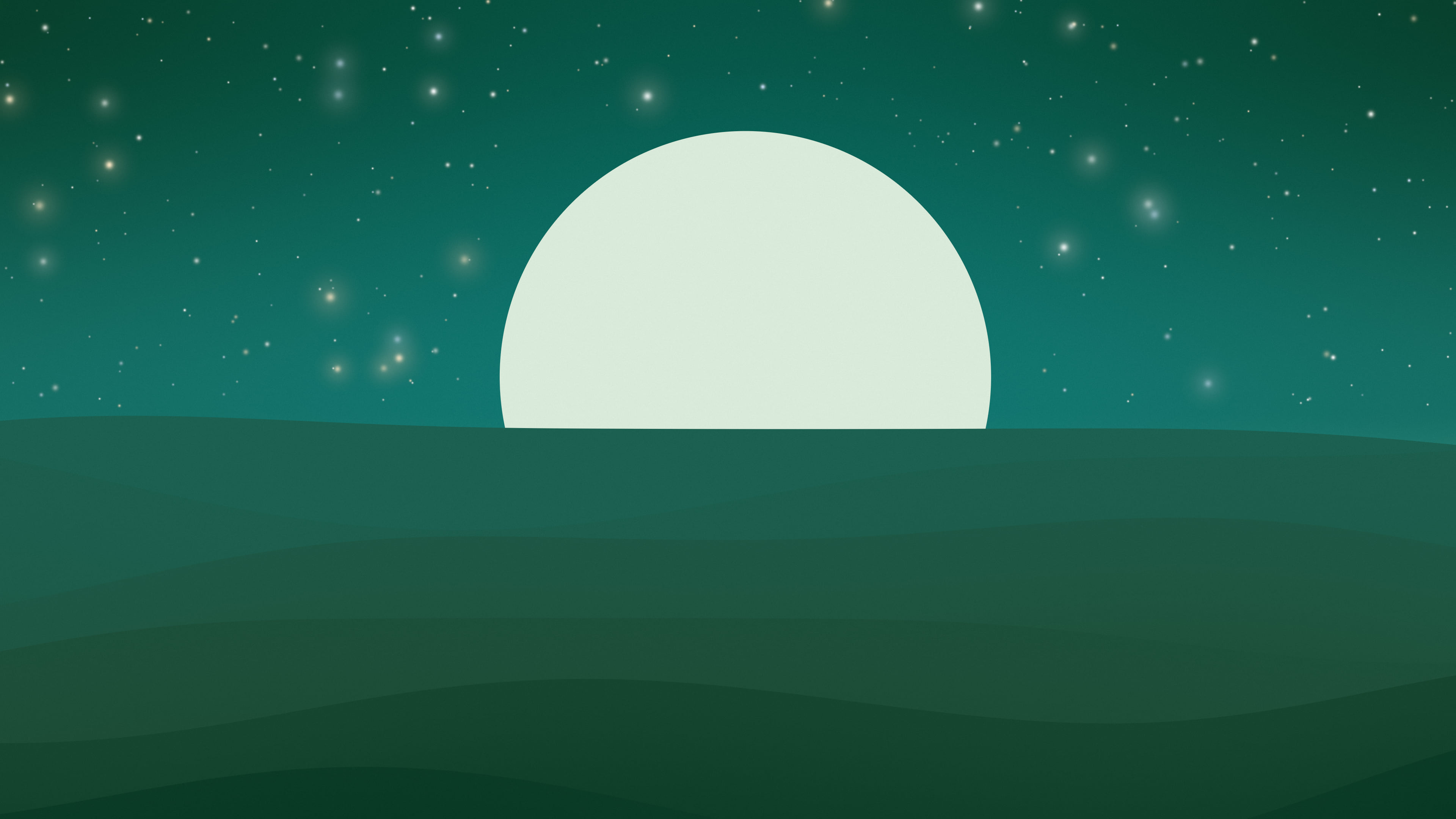 Dark Green Minimalist Sunset Hills desktop wallpaper in 4K