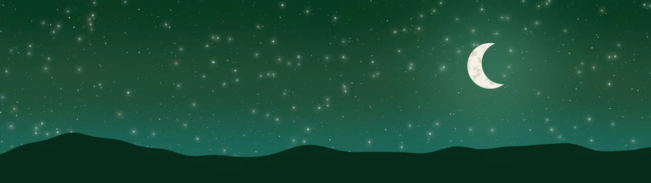 Dark Green Moon and Stars Night Sky dual monitor wallpaper, 7680 × 2160