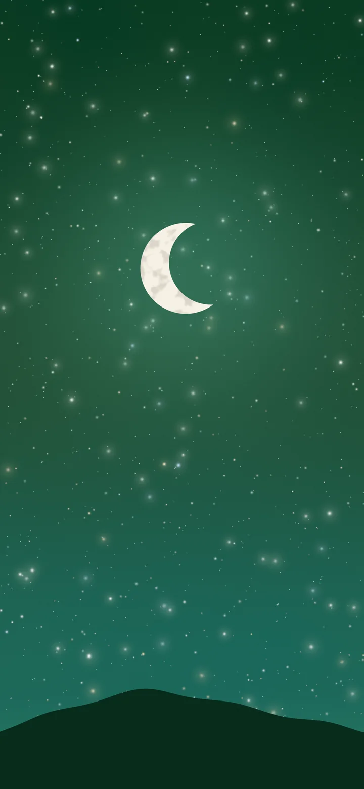 Dark Green Moon and Stars Night Sky wallpaper for iPhone and Android