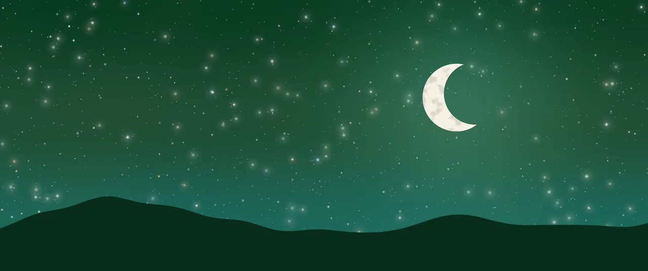 Dark Green Moon and Stars Night Sky ultrawide wallpaper, 3440 × 1440