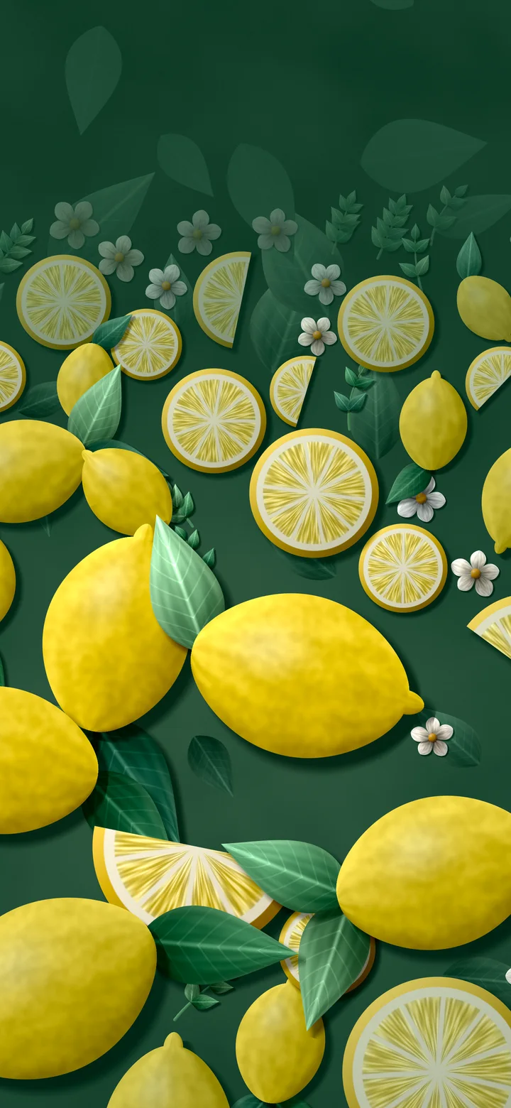 Dark Green Paper Lemon Pattern wallpaper for iPhone and Android