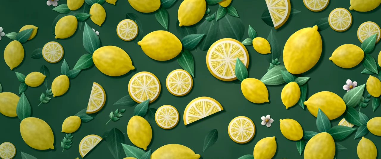 Dark Green Paper Lemon Pattern ultrawide wallpaper, 3440 × 1440