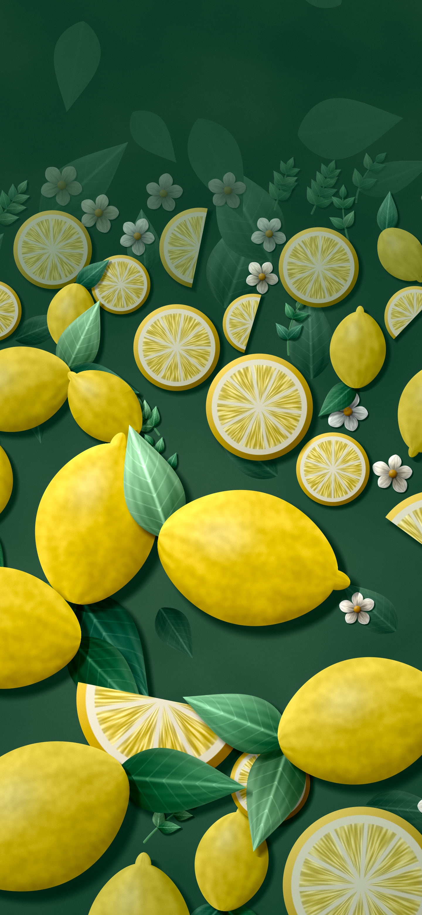 Dark Green Paper Lemon Pattern wallpaper for iPhone and Android