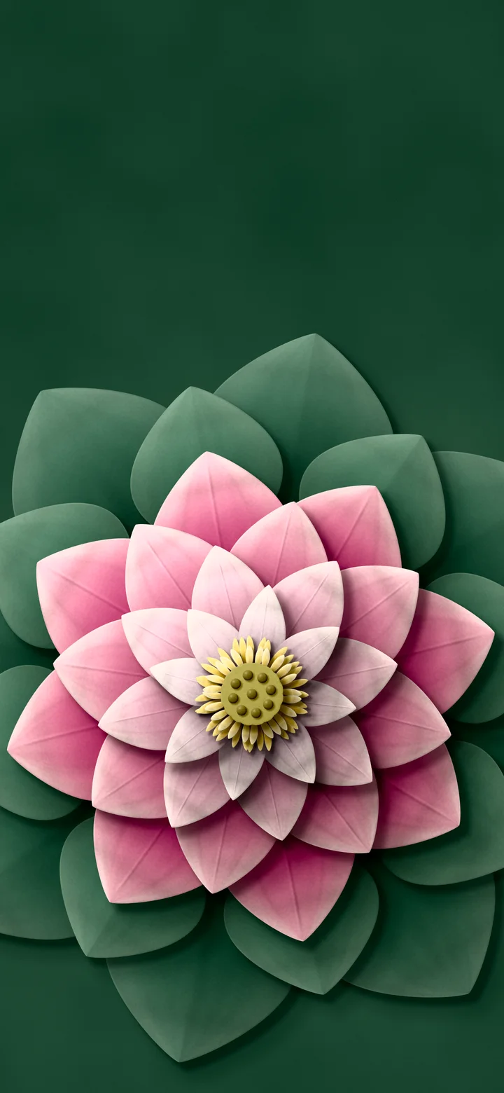 Dark Green Paper Lotus Mandala wallpaper for iPhone and Android