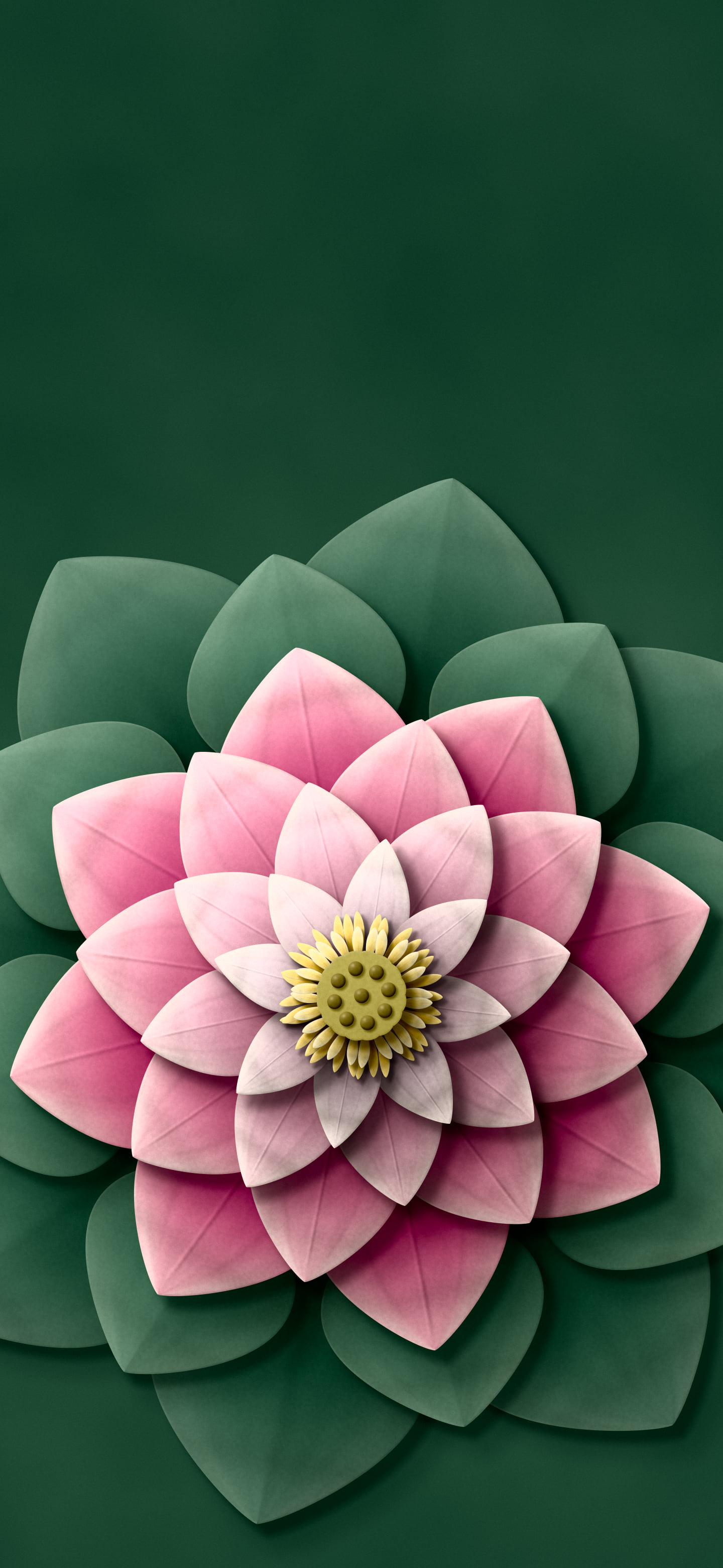 Dark Green Paper Lotus Mandala wallpaper for iPhone and Android