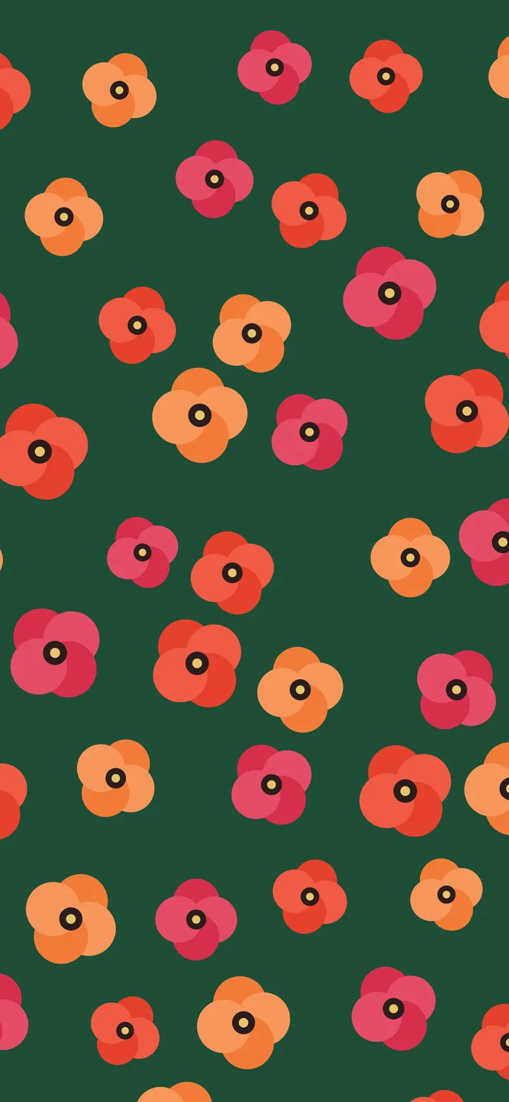 Dark Green Poppy Flower Pattern wallpaper for iPhone and Android