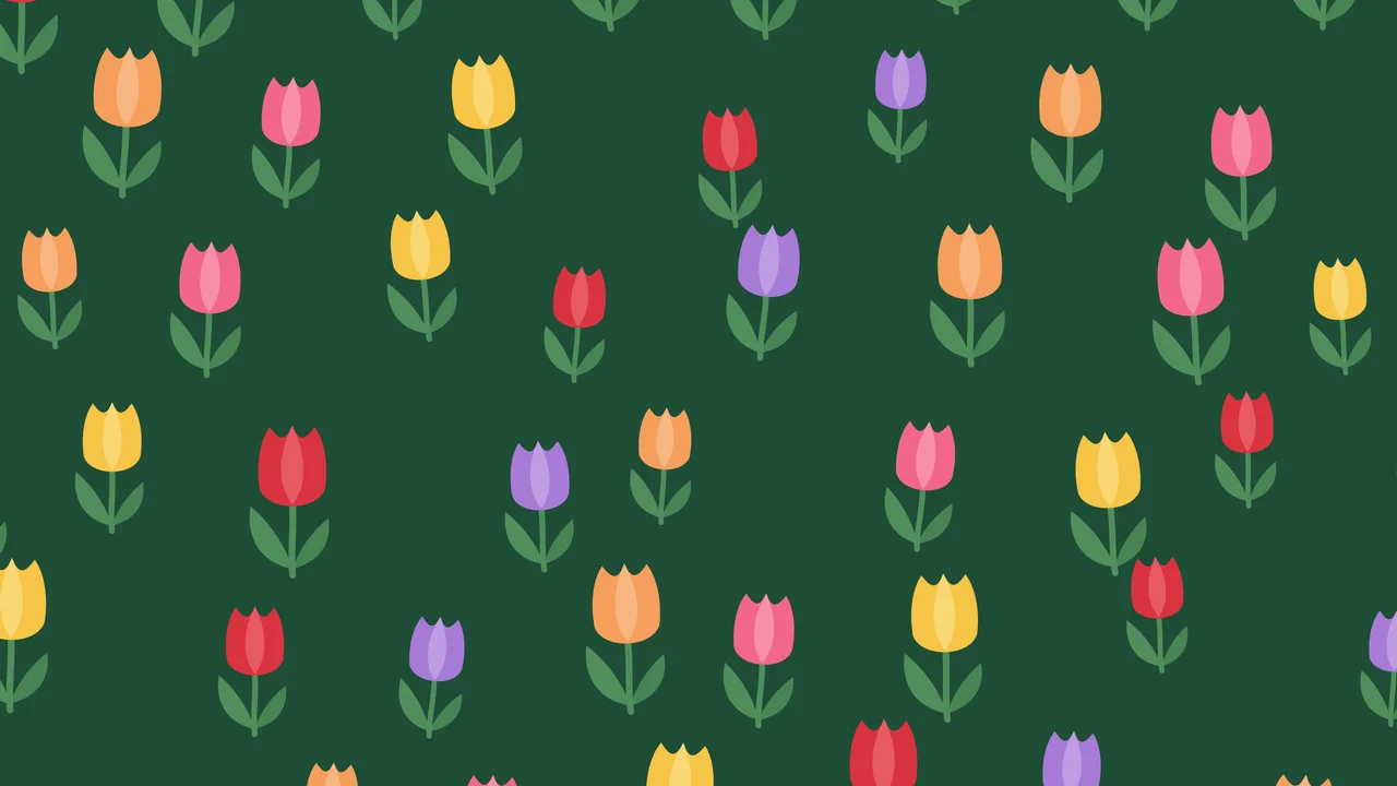 Dark Green Tulip Pattern desktop wallpaper in 4K