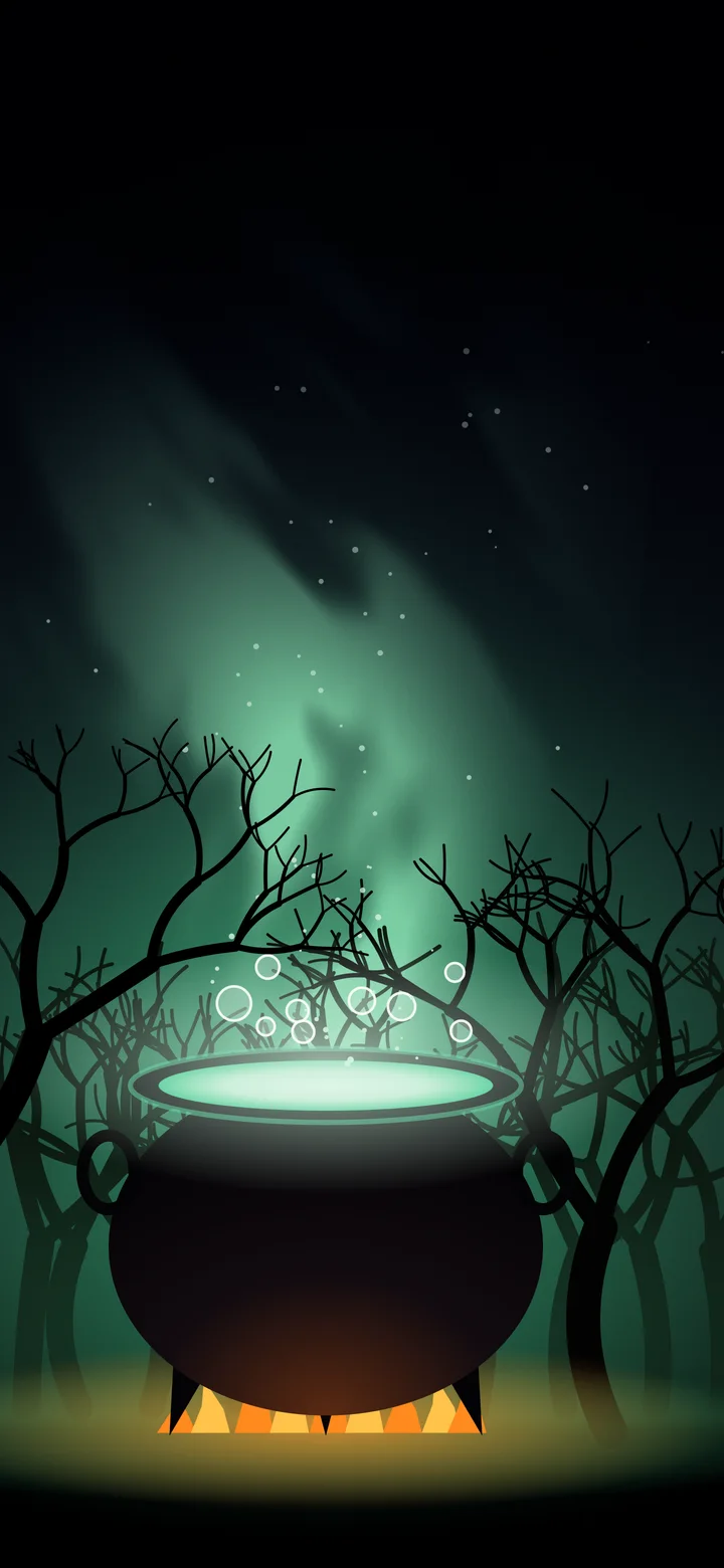 Dark Green Witch Cauldron wallpaper for iPhone and Android