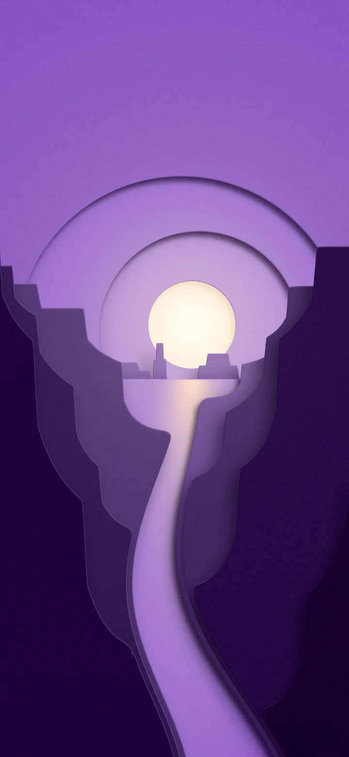 Dark Purple 3D Paper Cut Canyon at Sunset wallpaper for iPhone and Android