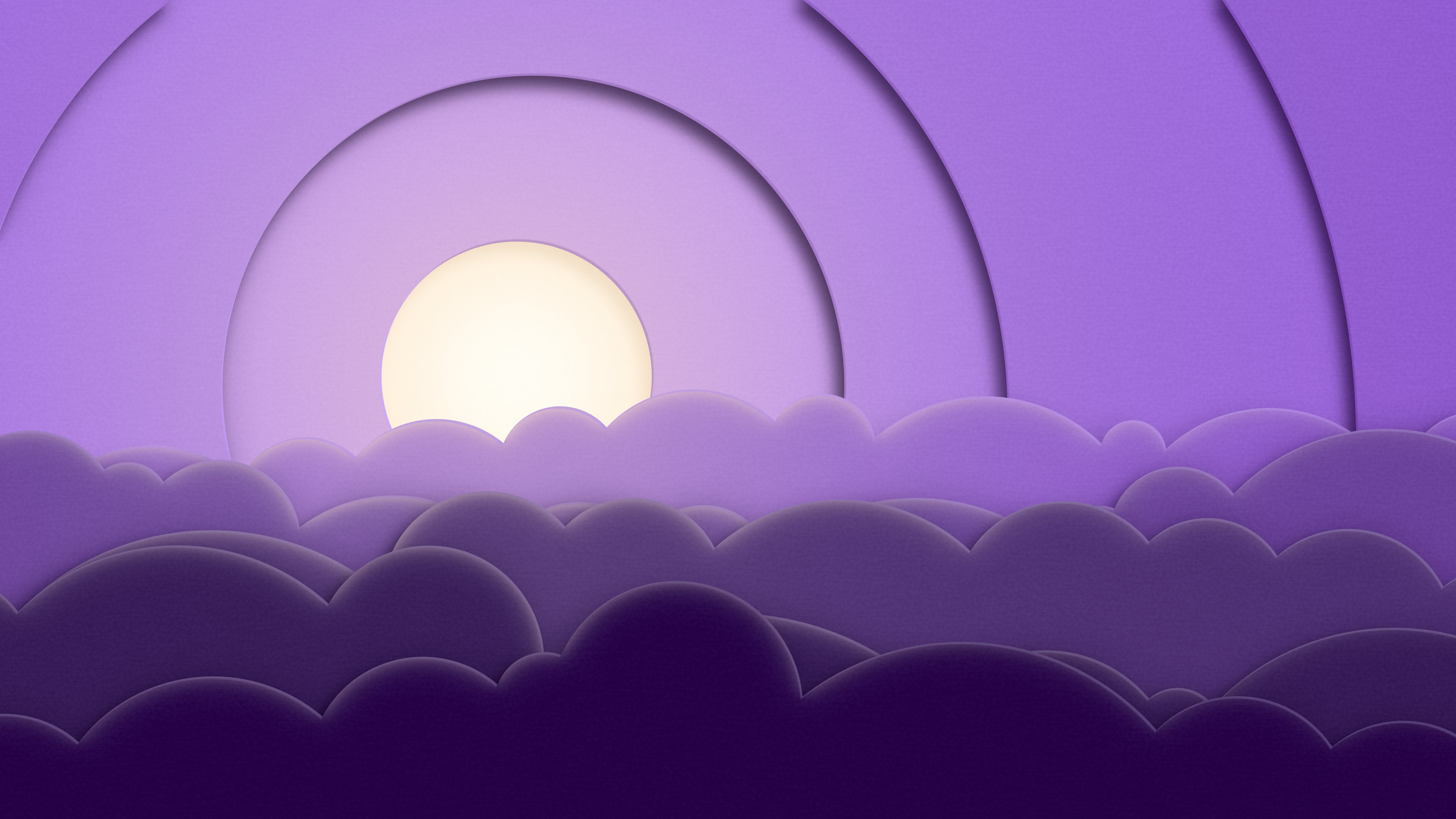 Dark Purple 3D Paper Cut Clouds desktop wallpaper in 4K