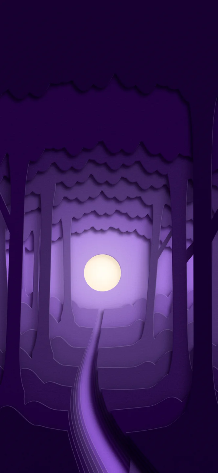 Dark Purple 3D Paper Cut Forest wallpaper for iPhone and Android