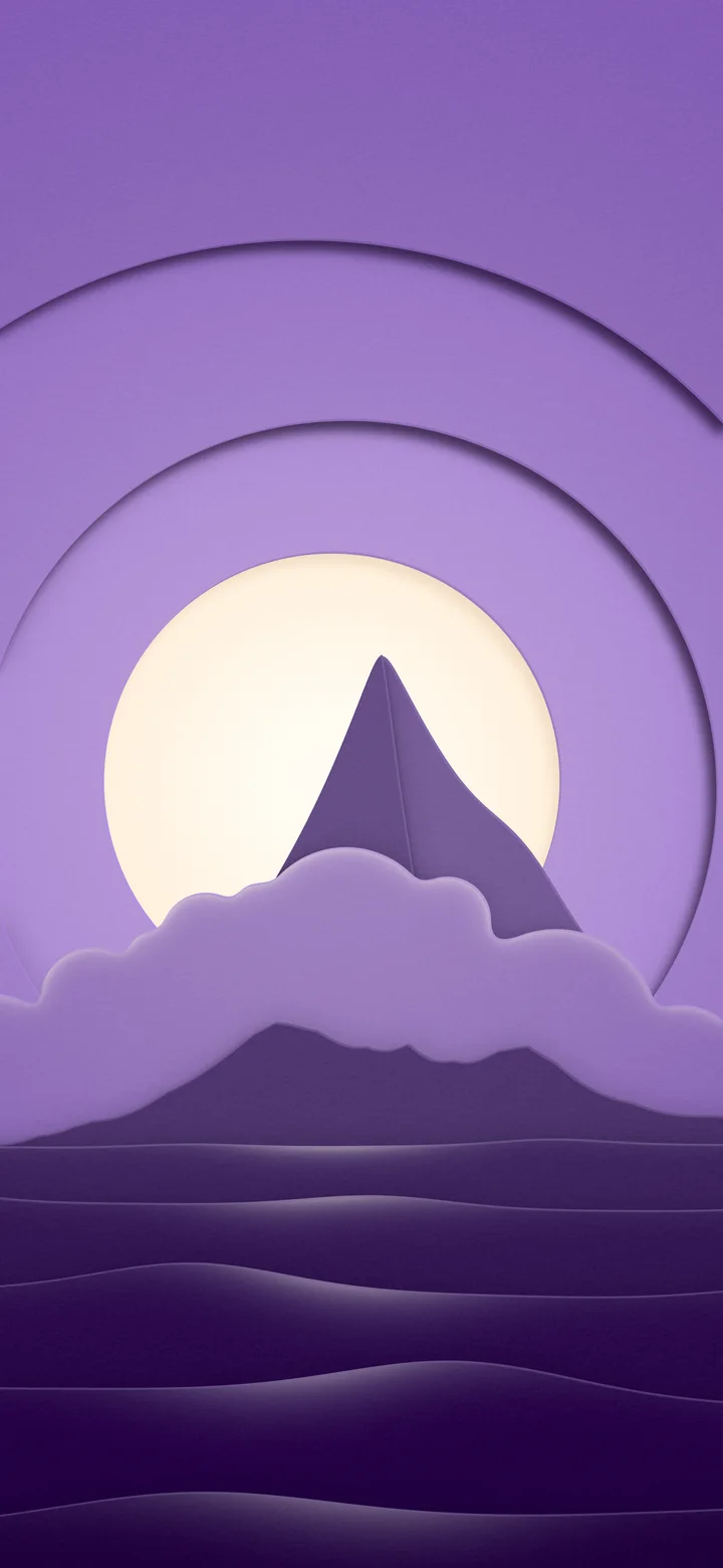 Dark Purple 3D Paper Cut Island wallpaper for iPhone and Android