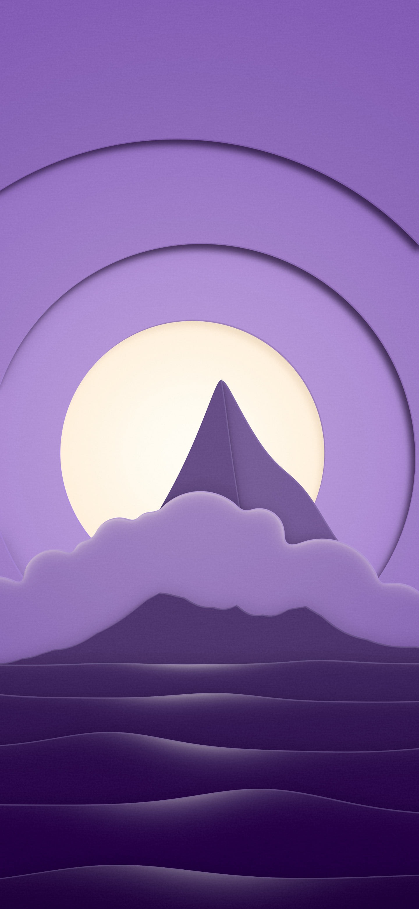 Dark Purple 3D Paper Cut Island wallpaper for iPhone and Android
