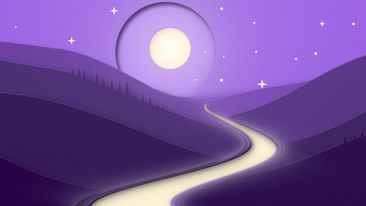 Dark Purple 3D Paper Cut River Valley desktop wallpaper in 4K