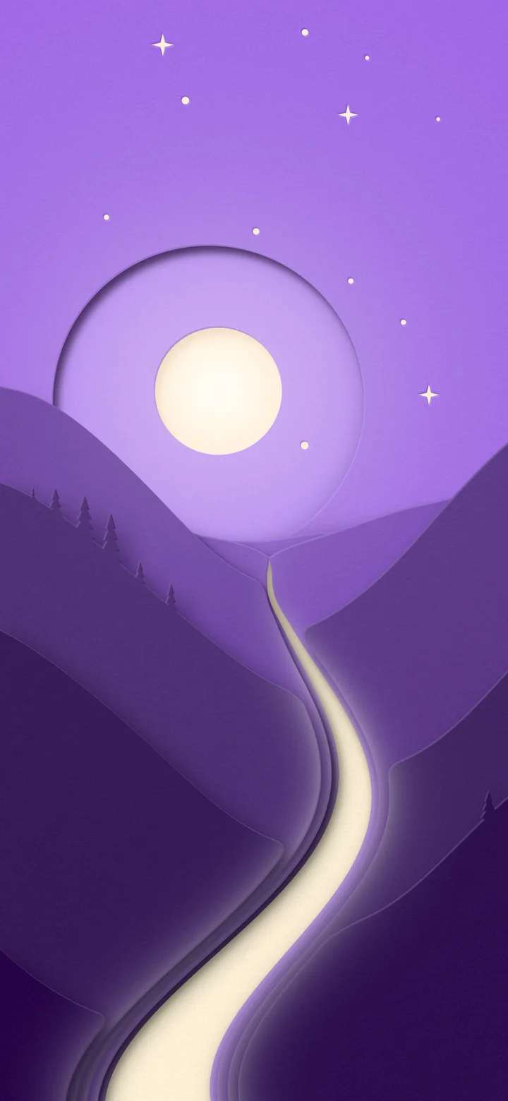 Dark Purple 3D Paper Cut River Valley wallpaper for iPhone and Android